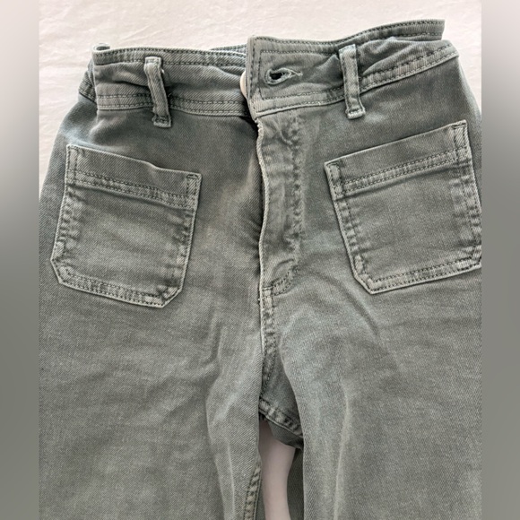 Zara Girls Marine Pants Wide Leg Jeans Sage Green - Size 10Y - Picture 4 of 4